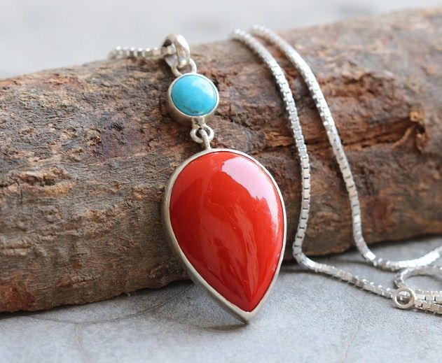 Buy Turquoise and coral necklace 