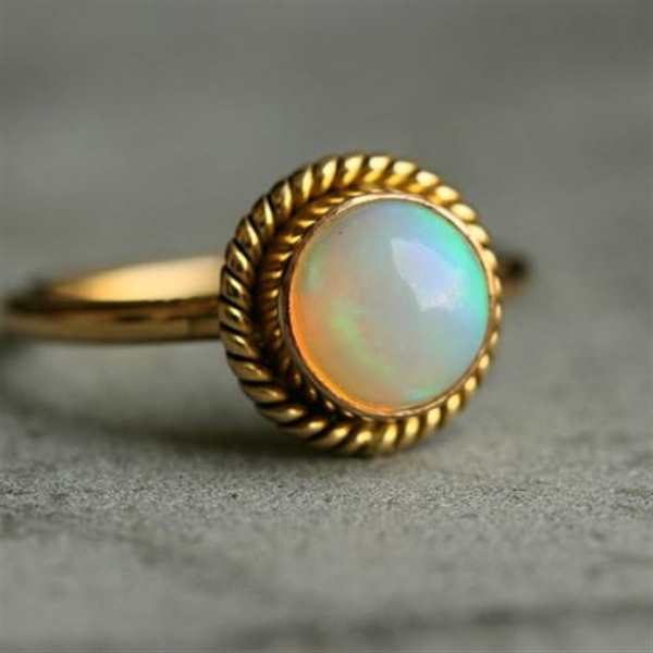 Buy 18K Gold Opal ring, Natural Opal Engagement ring, gift for her ...