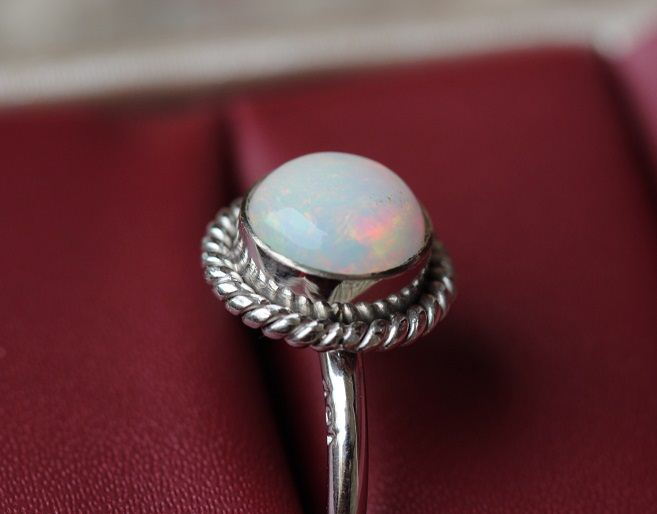 Buy 18K white Gold Opal ring, Natural opal engagement ring online at ...