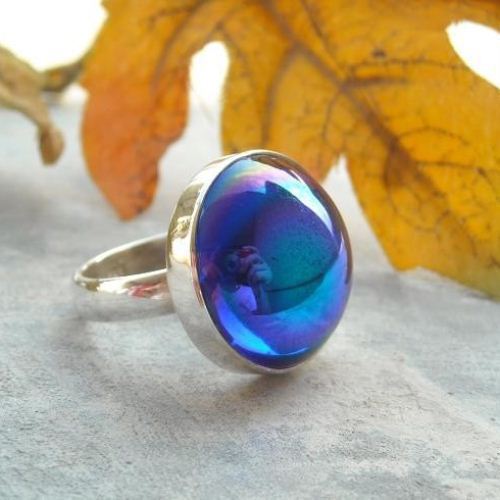 Elegant Silver Color Ring with Small Blue Stone for Men Finger Jewelry  Wholesale