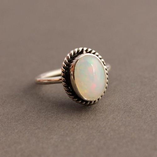 Buy Genuine opal silver ring, Natural opal stack ring, Promise ring ...