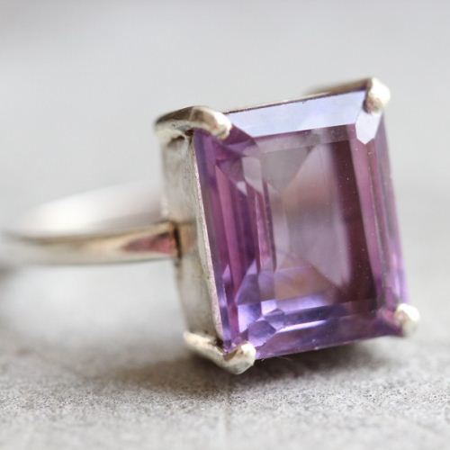 Buy Genuine Amethyst Ring, Purple amethyst silver ring gift online at ...
