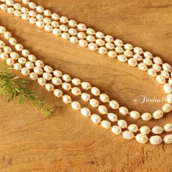 Buy Pearl layered gemstone necklace anniversary gift online at ...