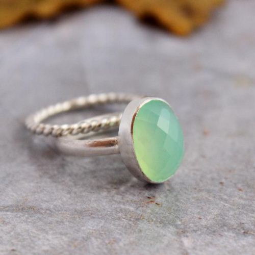 Aqua Green Ring Mint Green Ring Sea Green Chalcedony Contemporary Ring  Modern Ring Geometric Shape Stackable Gemstone Seafoam Emerald Cut 