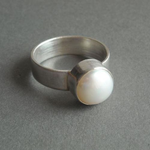 pearl ring in silver, moti ring price, moti stone, real pearl price,  baroque moti, irregular moti, rare pearl, ceylon pearl – CLARA