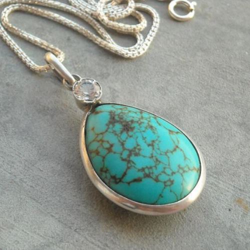 Buy Turquoise pendant necklace, Silver pendant cabochon pendant online ...